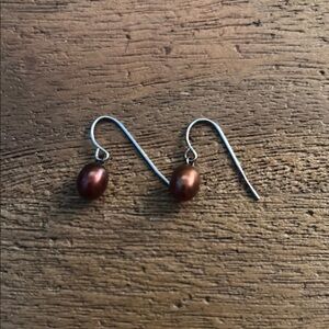 Elegant Brown Pearl Drop Earrings